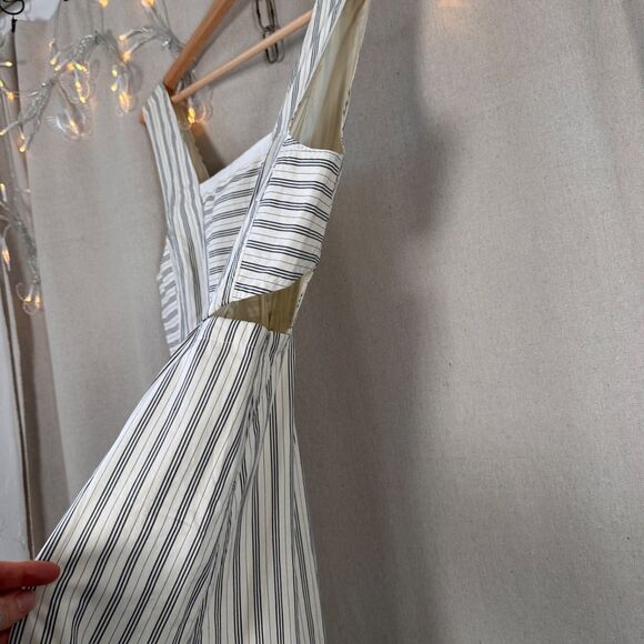 Madewell Cutout Striped Sundress Cream and Black Size 10 - Picture 6 of 15